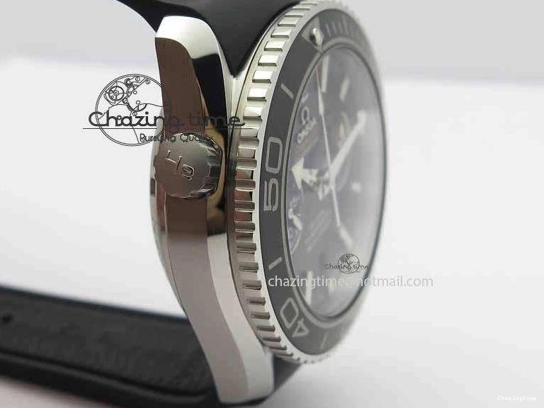 0319 Unisex Planet Ocean Master Chrono 45mm SS OM 1:1 Best Edition Black Dial On Black Rubber Strap A 8171